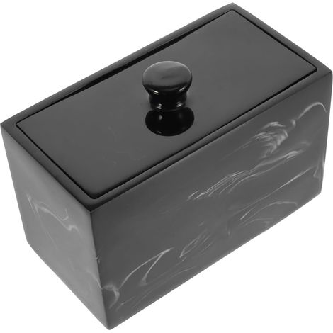 Makeup Cotton Pad Organizer Box with Marble Vein Black