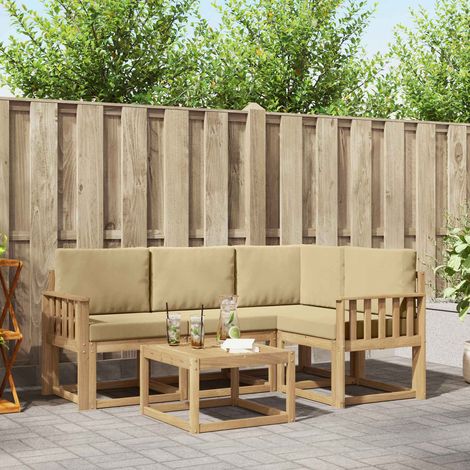 vidaXL Outdoor-Sofagarnitur 5 Stk. Weiß und Beige (1/5)