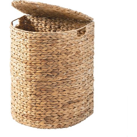 CALICOSY - Panier à linge demi-lune en jacinthe d'eau avec couvercle L45 cm - NILA (1/5)