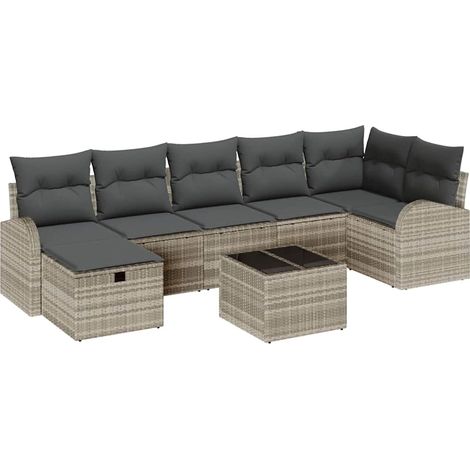 Maison Exclusive - Set di divani con cuscino Grigio chiaro polyrattan