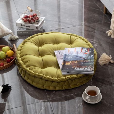 Coussin de sol rond JeiibrZui - Grand modèle 60 cm - 1 pièce - Assise confortable - Bleu - Idéal pour le salon, la chambre, le yoga, la méditation et l'extérieur (1/5)