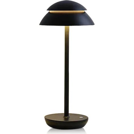 Lámpara de mesa con forma de seta, iluminación indirecta, recargable, 3 modos de color, atenuación continua (funciona con pilas).
