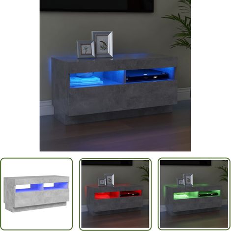 The Living Store TV-Schrank mit LED-Beleuchtung Betongrau 80x35x40 cm - TV Schrank - Holzwerkstoff Möbel - LED Beleuchtung - Wohnzimmer Dekoration - Moderner TV Stand (1/5)