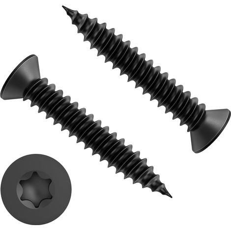 100 Pièce M3 x 16 mm Vis a Bois Torx Noire Vis Bois Inox Torx V2A Avec Tête Fraisée Tete Plate Penture Filetage Complet Autoperforante pour Panneaux Acoustiques d'aggloméré Meubles (1/5)