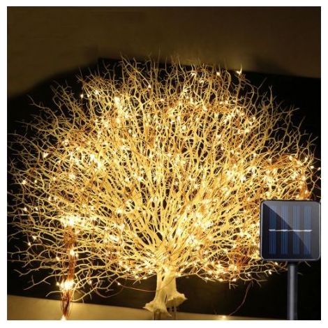 Guirlandes lumineusesGuirlandes lumineuses à branche solaire,guirlandes lumineuses en cascade,guirlandes lumineuses suspendues imperméables,fil de cuivre LED,lumières solaires-100LEDS (1/4)