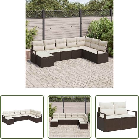 vidaXL Balkonsofa - Sofa Set mit Kissen 8 pcs Braun Poly Rattan (1/5)