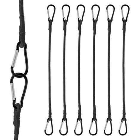 FENOPLASTICATendeurs Elastique avec Mousqueton, 6 Pièces 12 mousquetons 30CM Tendeurs Elastique avec Crochets, Tendeurs en Réglables avec Mousqueton pour Camping, Bâches, Tente, Bagages, Vélo, Voitur  (1/5)