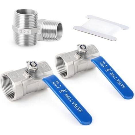 2pcs 304 Stainless Steel Ball Valves, 3/8" BSP Female Thread with Hex Male Fittings, Heavy Duty One-Piece Ball Valves for Water, Air, Gas and Oil (1/5)