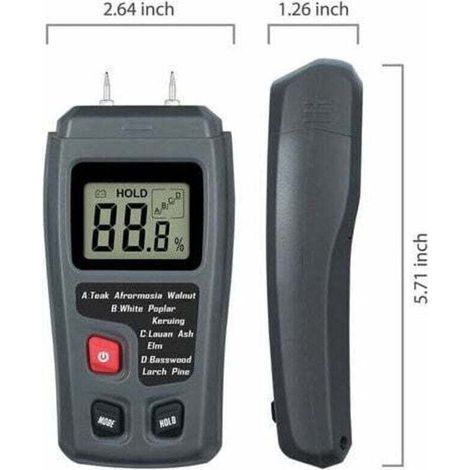 Testeur D'Humidité Du Bois Portable Testeur D'Humidité Lcd Pour Détecteur D'Humidité Du Bois Pour La Mesure De L'Humidité Du Papier De Bois De Chauffage. (1/3)
