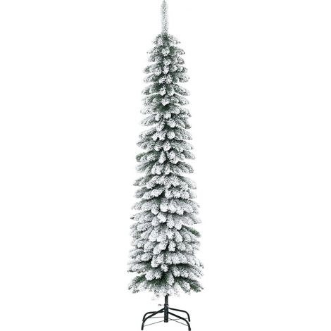 Albero di Natale artificiale 180 cm verde con effetto neve, 395 rami e base in metallo (1/5)