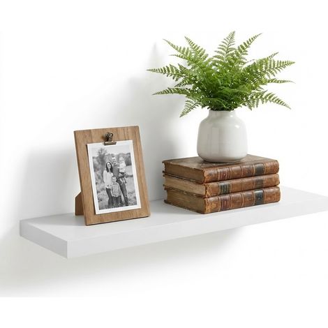 Mensola Sospesa Robusta Parete Scaffale Legno Moderno 90x23.5x3.8 cm bianco