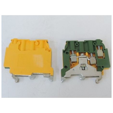Bloc de jonction vert/jaune 2 entrées 1 étage pour fil souple 4mm² à vis pour mise à la terre M4/6.3A.P.V0 ABB 1SNA195637R1200 (1/4)