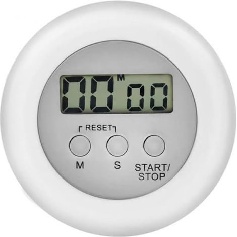 Minuteur de Cuisine électronique avec Aimant. - Compte à rebours/Contrôle de la Cuisson/Alarme/Support arrière réglable/Outil de Gestion du Temps/Batterie Incluse, Blanc (1/4)