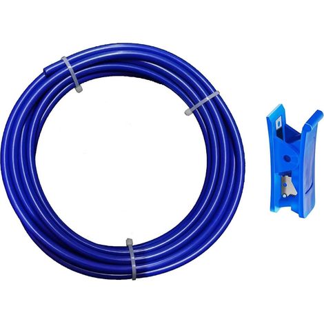 Universal Water Line Connection Kit Blue 10m Water Supply Pipe Fitting for Refrigerator Osmosis Water Filter Fitting (1/4")+Pipe Cutter (1/5)