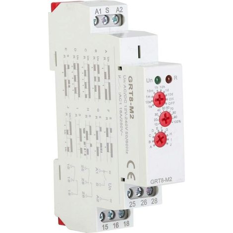 GRT8-M2 AC/DC 12V-240V Relais Temporisé Multifonctionnel avec 10 Fonctions de Montage sur Rail DIN (1/5)