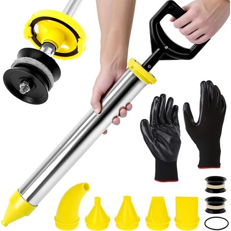 Pistolet à Ciment/Mortier en Acier Inoxydable avec 5 Buses - Jointoyeur Multifonction - Include Tête d'étanchéité de Rechange e Gants (1/5)