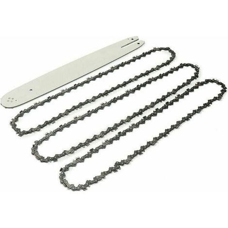 16-Zoll-Führungsschiene und 3 Kettensägenketten, 56er Teilung, für Stihl MS170, MS180, MS192, MS200, MS210, MS211 009, Kettensägenteile (1/5)