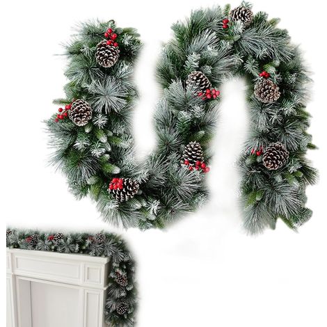 Guirlande de Noël Décor de Couronne 2 mètres Guirlande Sapin Naturel pour Cheminées Manteau Clôture Mariage Fête Vacances Fête d'Hiver Escaliers Porte d'Entrée (1/5)