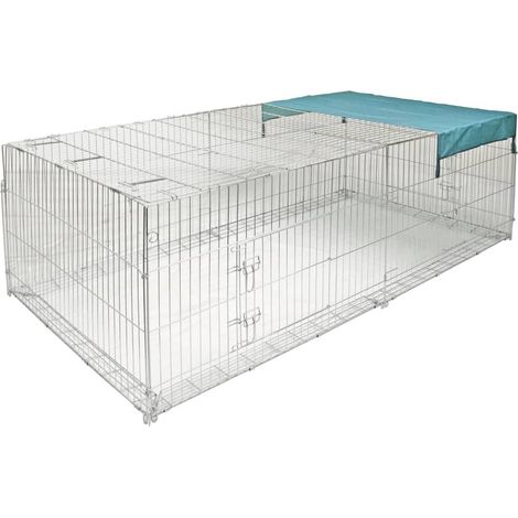 Enclos extérieur pour petits animaux – Métal galvanisé – Dimensions 230 x 115 x 70 cm – 4 portes latérales – Barrière de fuite – Kerbl (1/5)