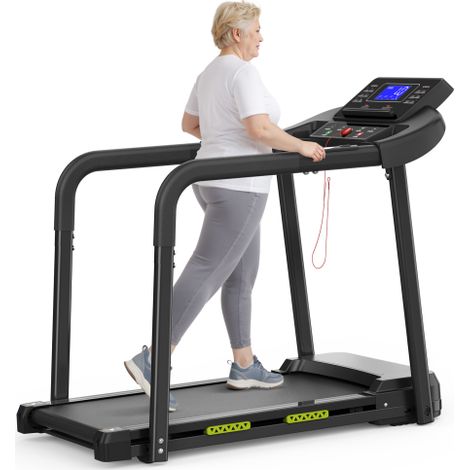 Tapis roulant per anziani, struttura robusta e sicura, ampio display a LED adatto agli anziani, lunghi corrimano per l'equilibrio, capacità di carico fino a 135 kg, app (1/5)