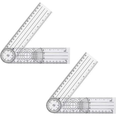 Set di 2 goniometri per fisioterapia medica, righello di misurazione multi-angolo, ideale per la terapia sportiva. (1/4)