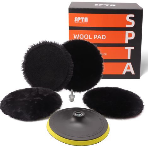 SPTA 180mm Lucidatura Pad lana di agnello Pastiglie Ceretta Kit con gancio Cuffia per lucidatrice (1/5)