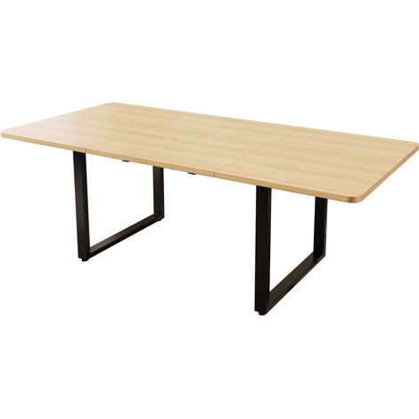 Tavolo da pranzo allungabile 140/180/220 x 80 cm in MDF color rovere con gambe in metallo (1/5)