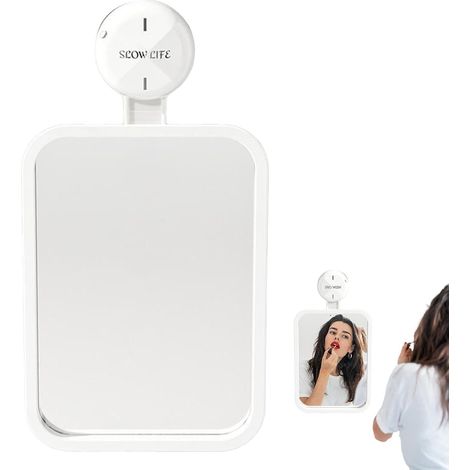 Miroirs de douche à ventouse, miroirs anti-buée pour le rasage petits miroirs de salle de bain, miroirs de douche compacts avec forte tenue pour salles de bains torrides et accessoires de (1/5)