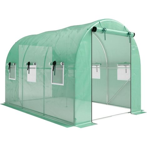 Invernadero de jardín 3 x 2 x 2 m de PE verde con acero galvanizado y 6 ventanas de malla (1/5)