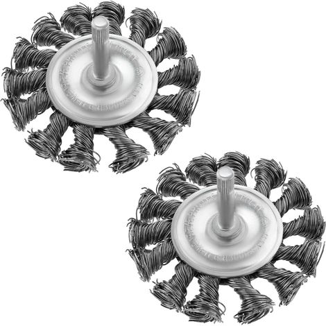 2 Pcs 6mm Shank Mounted Drill Rod Twist Wire Brush 75mm Twisted Steel Rotary Brush for Rust Removal and Anti-Corrosion Paint (1/5)