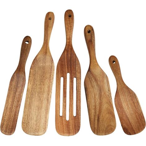 camping 5 pièces ustensiles de cuisine spatule en bois avec poignée festival Noël (1/5)