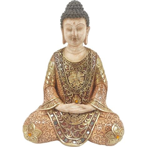Figurine de Bouddha en méditation résine dorée 27 cm (1/2)