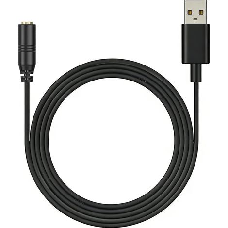 Adaptateur audio USB vers prise jack 3,5 mm, 97 cm TRRS AUX femelle vers USB A mâle, carte son externe, convertisseur stéréo auxiliaire de 3,5 mm, compatible avec casque, écouteurs, haut-parleur (1/5)