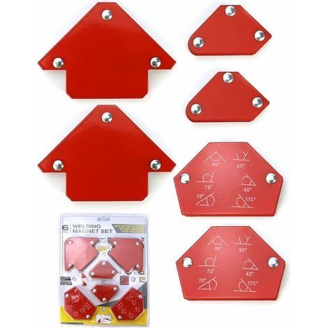 6 Pièces Aimant Soudure, Positionneur Soudure Magnétique Angle Soudure 30°/45°/60°/75°/90°/105°/120°/135°, Force de Maintien 6,8kg/15lbs - 11,3kg/25lbs (1/5)