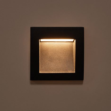 Segnapasso per Esterno LED 4W da Incasso Parete Quadrato Nero Leif 2700K Bianco Caldo