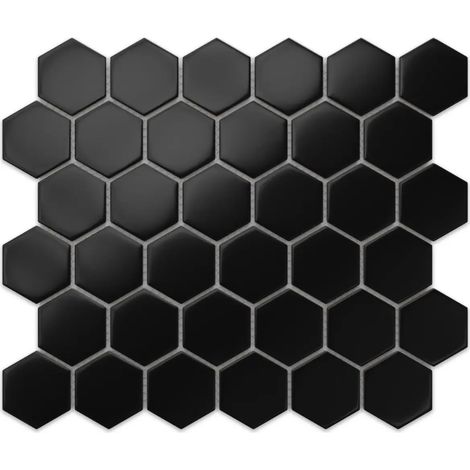 Ilcom mosaico in ceramica su rete per bagno e cucina 29.7cm x 26.2cm - Black honey (1/5)
