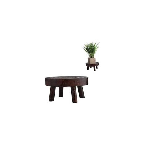Mini-tabouret en bois rond décortif, stands en bois tabouret de jardinage Plante intérieure Stands de jardin à grains vintage Pot jardin 14x9cm, montant du support colonne montante en (1/5)