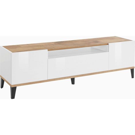 Mobile TV 2 Ante 1 Cassetto 160x40x47 cm Sunrise Acero Pereira e Ardesia (1/4)