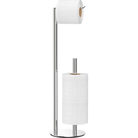 Silver Brushed Nickel Toilet Paper Holder, Freestanding Toilet Paper Roll Holder for Paper Storage, Stainless Steel Toilet Paper Dispenser for 3 Paper Rolls (1/5)