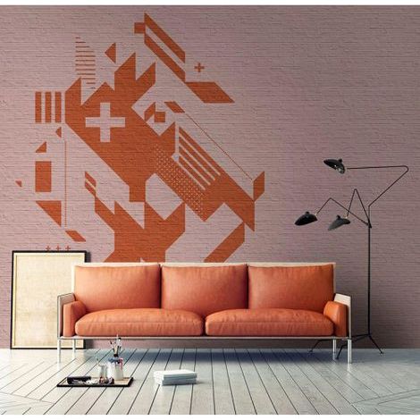Papier peint panoramique élégant pour salon Tapisserie panoramique rose effet béton Papier peint panoramique design motif géométrique (1/3)