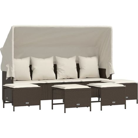 vidaXL Set Divano da Giardino 5 pz con Cuscini Marrone in Polyrattan (1/5)