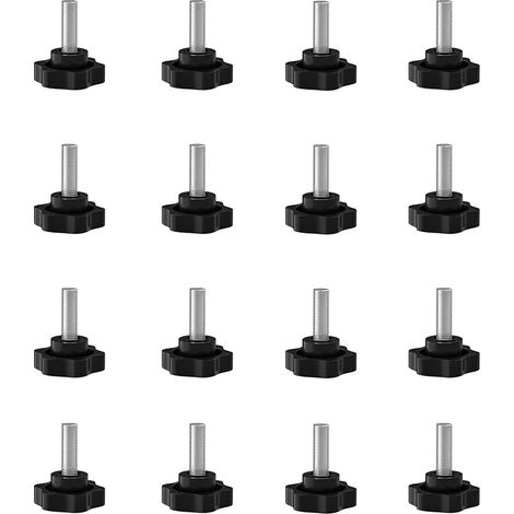 Lot de 16 Vis à Tête Étoile M5 - Vis Moletée à Poignée en Étoile - Bouton de Serrage Fileté pour Machine et Équipement Industriel (M5x20mm)