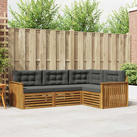 vidaXL Ensemble de canapés d'extérieur 4 pcs Naturel et Anthracite (1/5)