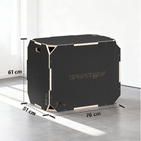 3-in-1-Plyo-Box aus Holz, 3 Höhen, 120 kg, schwarz HAVRYA (1/4)