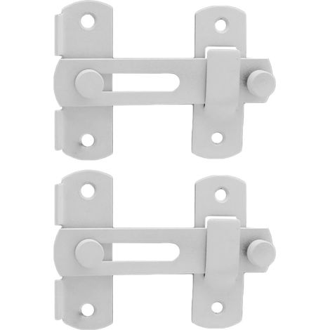 Lot de 2 Loquets Coulissants en inox Brossé Blanc (1/5)