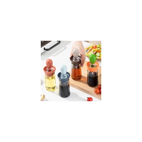 Bottiglia per olio in silicone per cucinare, pennello dosatore per olio per cucinare, barbecue e grigliate, utensile da cucina per cucinare al barbecue, 1 pezzo (blu) - Crezuo