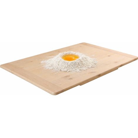 Spianatoia in legno di abete, misura 80x48 cm - Asse stendipasta con bordi arrotondati e gradino antiscivolo, ideale per impastare dolci, pizza, pane (1/5)