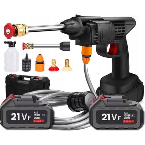 Nettoyeur haute pression sans fil 60 bars – 2 batteries 48V – Auto-amorçant – Tuyau 5m – 3 buses multifonctions – Mallette de transport (1/5)