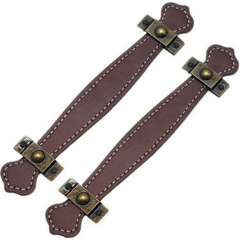 2pcs Poignées de Tiroir en Cuir Poignée de Valise Vintage Poignée pour Meuble Armoire avec Vis- Marron(128mm) (1/5)