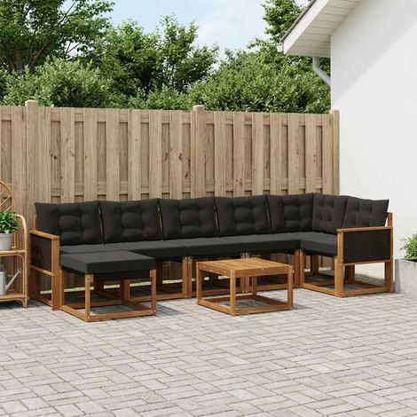 Set di divani da esterno con cuscino 8 pcs Naturale e Nero vidaXL (1/5)